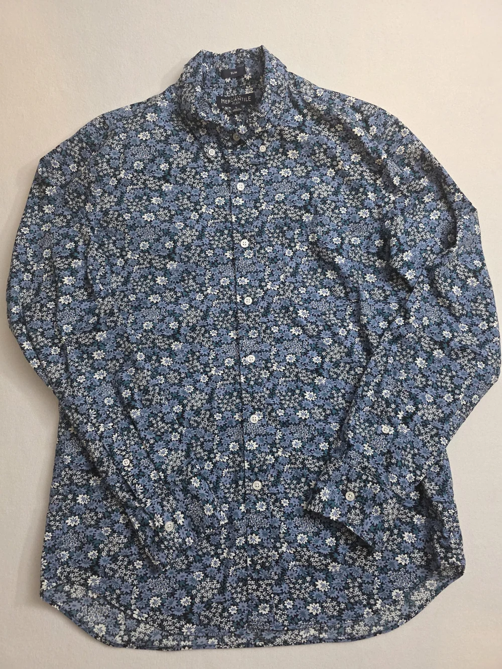 J.Crew Mercantile Flex Slim Floral Button-Down Shirt - Blue